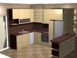 Ъглова кухня с бар от пдч с врати мдф мат.