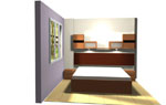 Легло с висящи шкафове